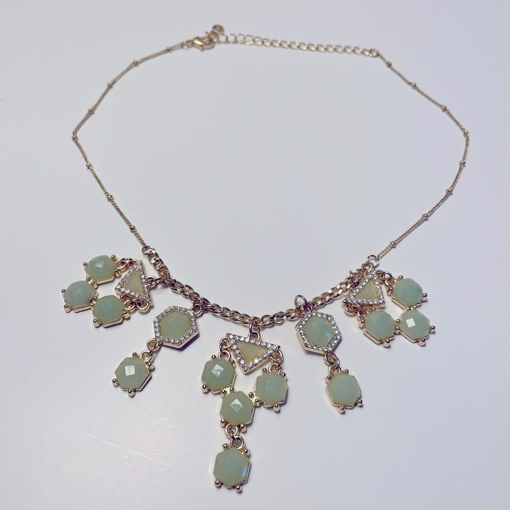 LC Lauren Conrad- Green Gem Necklace- Gold